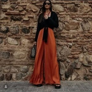 Zara High Rise Silky Wide Leg Cooper Pants Size XS